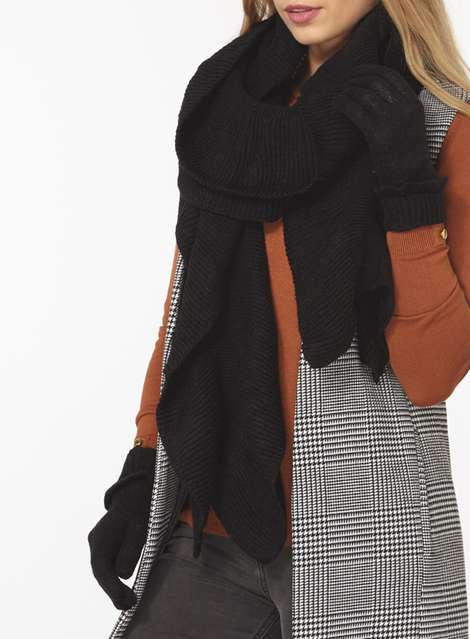 Black Frill Knitted Scarf
